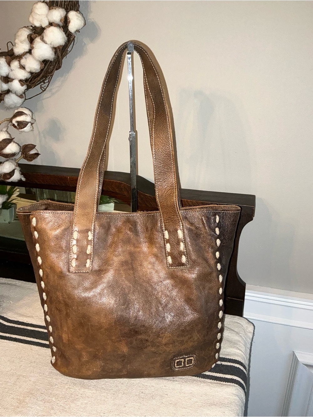 Bed Stu Leather Stevie Tote Shoulder Bag Brown Teak Rustic Retail $275 - Picture 2 of 13